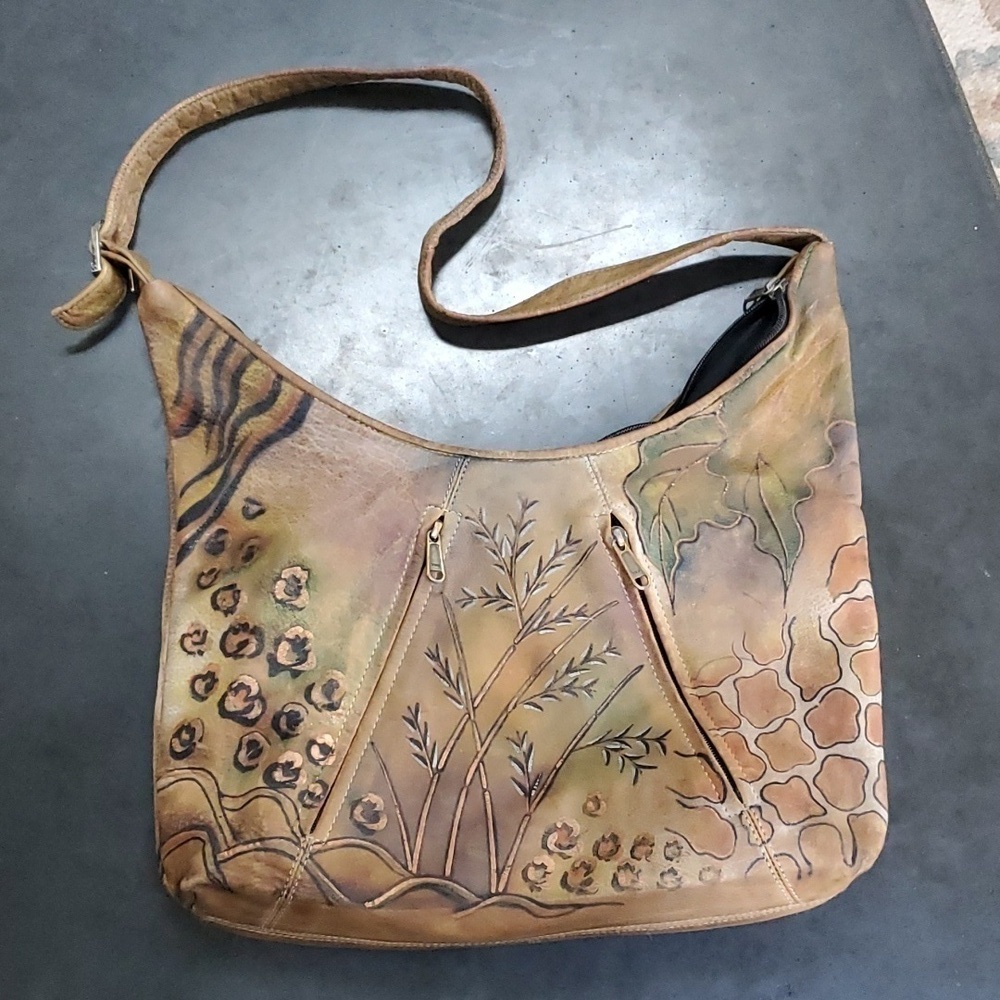 Anushka vintage jungle leopard hand painted shoulder bag